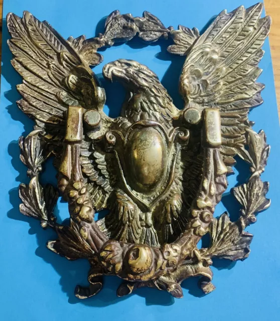 🔥RARE 9” Architectural hardware federal antique door knocker BRASS BALD EAGLE