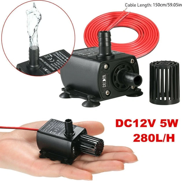 Pompe à Eau 5V/12V Pour Circuit Refroidissement - Débit 1.5-2L/min - Buse Cuivre