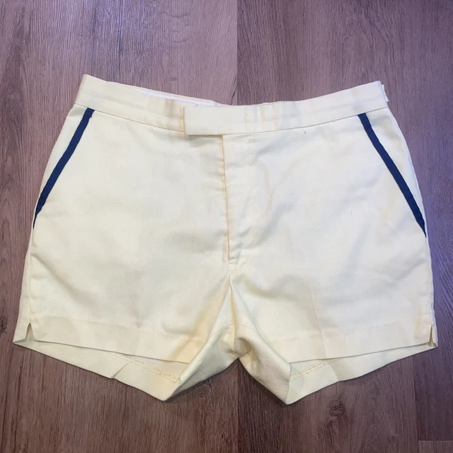 Vtg 70s 80s Tennis Shorts Mens 35 Yellow Navy 3.5" Inseam Bjorn Borg High Waist