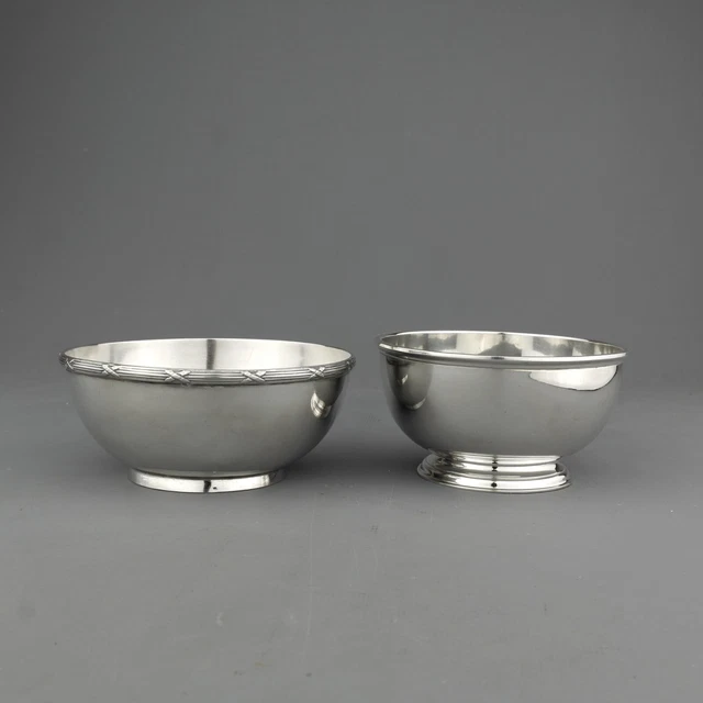 Two Antique Solid Sterling Silver Sugar Bowls. James Dixon & Tessiers. 1928/1966