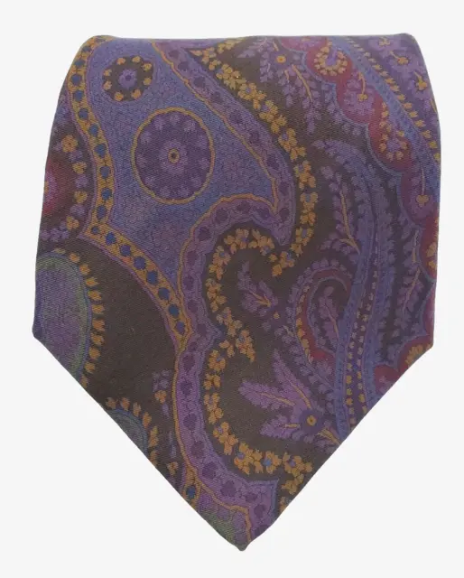 Ralph Lauren Purple Label Ancient Madder Silk Tie Purple Paisley 59.5" x 4.5"