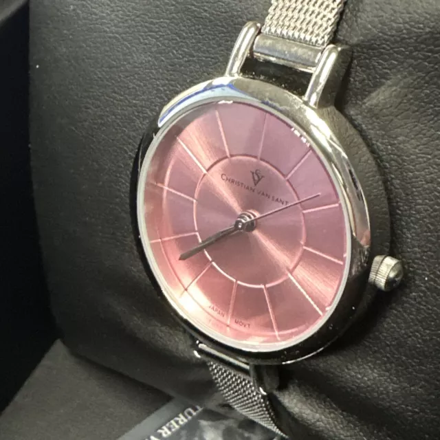 Christian Van Sant Skinny Quartz Pink Dial Ladies Watch CV6612