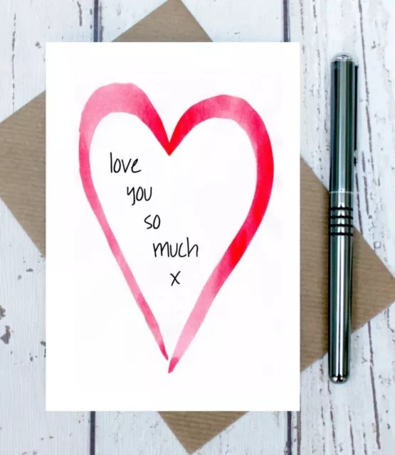 Love you so much x card - cute Valentine's Day card - anniversary card - heart