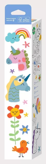 Haku Yoka Wax Crayon & Unicorn 3 Metre Colouring Roll, 12 Easy to Hold Colourful 3