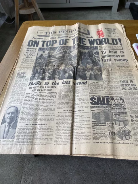 England World Cup 1966 Newspaper