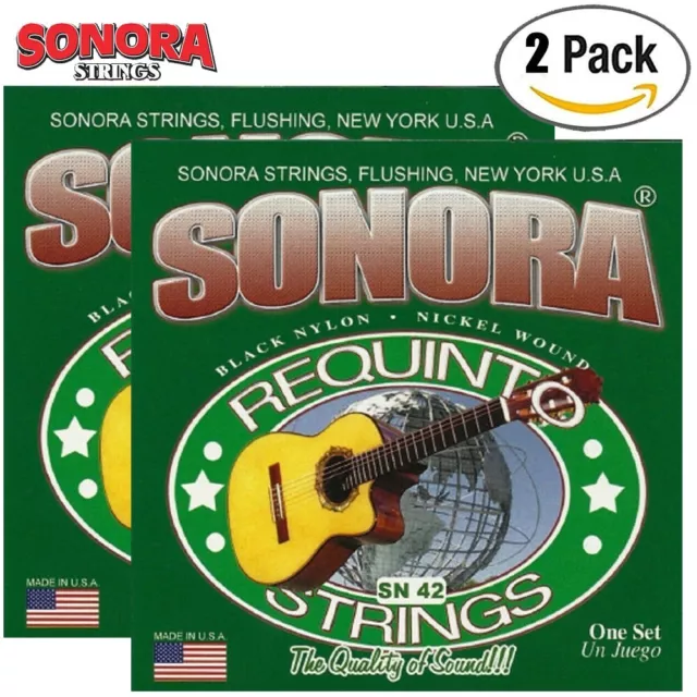 2-PACK Sonora SN42 Black Nylon Silver Plated Wound Requinto Guitar Strings