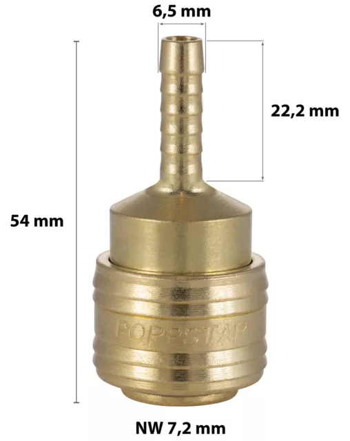 Poppstar - Raccord rapide pour air comprimé NW 7,2 avec embout de tuyau LW 6 mm 2