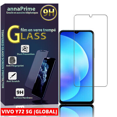 2 X Protecteur D'écran en Verre Trempé Compatible pour Coque Vivo Y52 5G/Vivo Y72 5G Protection Complète Silicone Souple TPU Anti-Choc et Anti-Rayure Coque Noir 