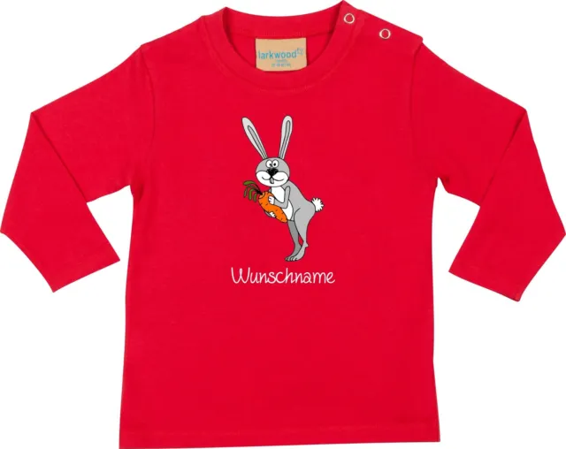 Langarm Baby/Kinder Shirt, lustige Tiere, Hase m. Name LW02104617