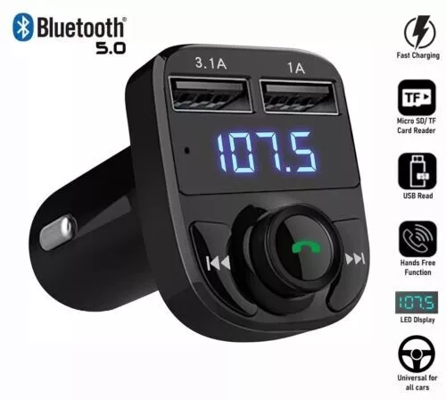 Car Wireless Bluetooth FM Transmitter MP3 Player 2 USB Car Charger Adapter aux