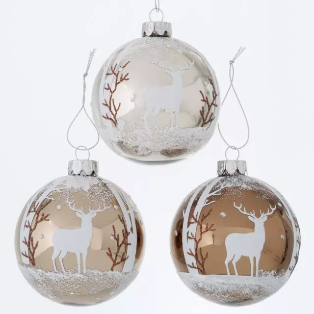 Weihnachtskugeln Hirsch 3-teilig Glas (2023434) Christbaumkugeln Baumschmuck