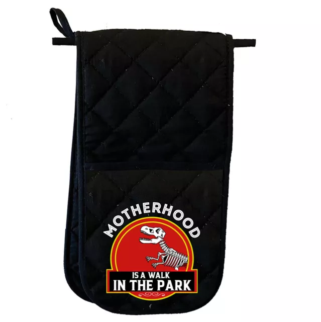 Motherhood Walk In The Park Mum Mothers Day Dinosaur Glove Double Oven Gloves