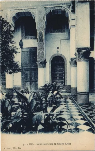 CPA AK MOROCCO FEZ Arab House Interior Courtyard (10253)