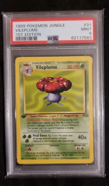 1999 Vileplume Jungle 1st Edition PSA 9 Mint #31/64 Vintage Pokemon First Card