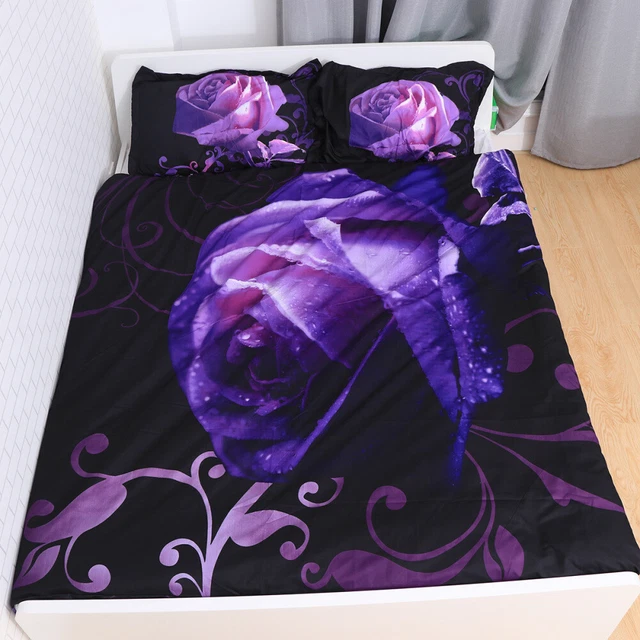 3 juegos de ropa de cama 3D rosa impresión digital ropa de cama algodón funda de cama y