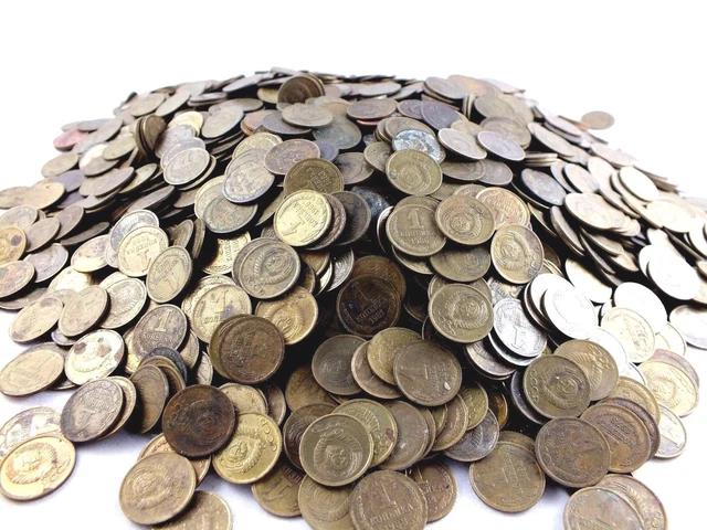 Soviet Russia Lot Of 100 Ussr 1 Kopek Coins 1961-1991 Hammer And Sickle Cccp