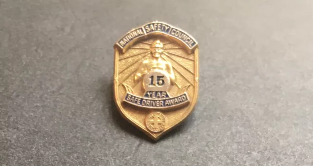 15 Year National Safety Council Safe Driver Award Lapel Jacket Pin W/Screw Back