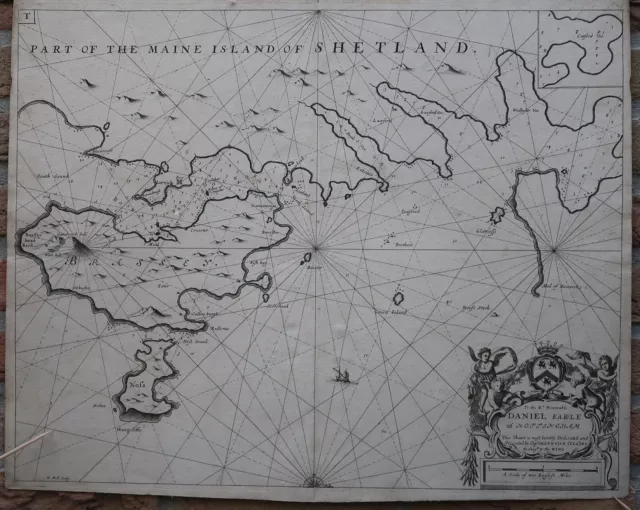 Antique Print-SEA CHART-SHETLAND ISLANDS-MAINLAND-BRASSEY-Collins-1693