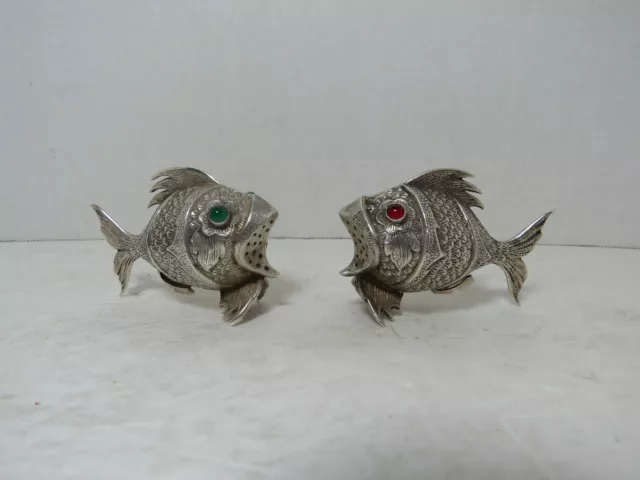 Antique Sterling Silver Spain Figural Salt & Pepper Shakers Circa Early 1900's