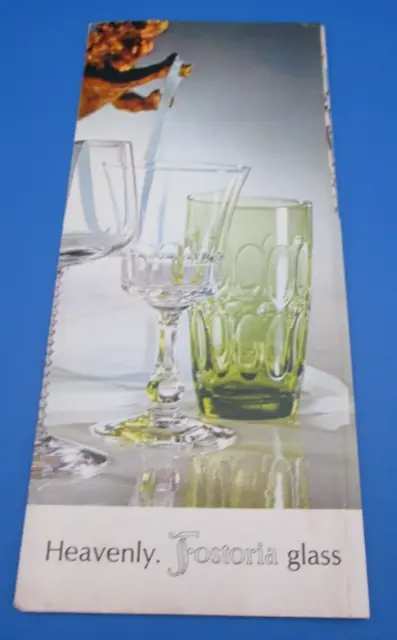 FOSTORIA GLASS COMPANY Fold Out Leaflet Color Illustrated 32 Patterns 1970-1974