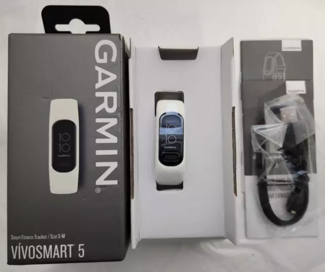 New! Garmin vivosmart 5 Smart Fitness Tracker  Size S-M #010-02645-01 White - FS