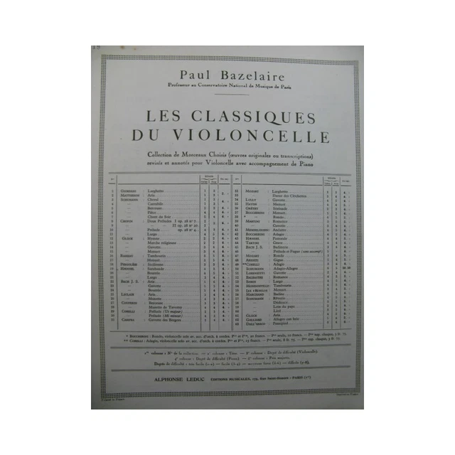 HAENDEL G. F. Sarabande Piano Violoncelle 1956