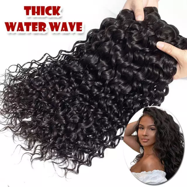 US Water Wave Unprocessed Virgin Human Hair Brazilian Weave Weft Black 3 Bundles 3