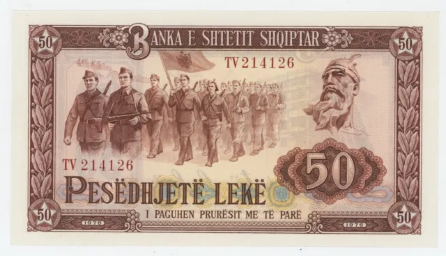 Albania 50 Leke 1976 Pick 45 UNC Uncirculated Banknote