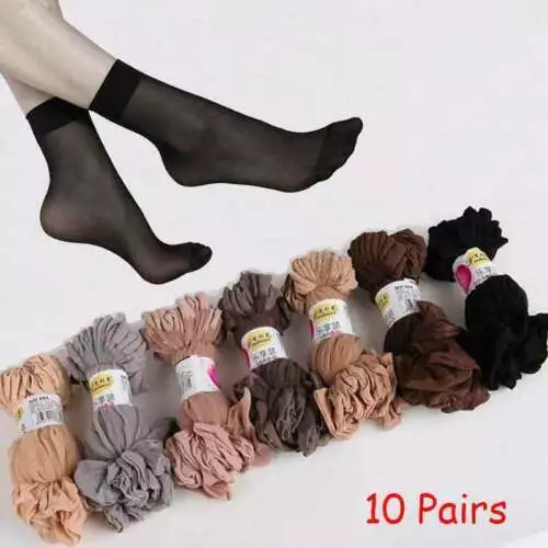 10 Pairs Women's Ankle Socks Sexy Ultra-thin Elastic Silky Short Silk Stockings♡