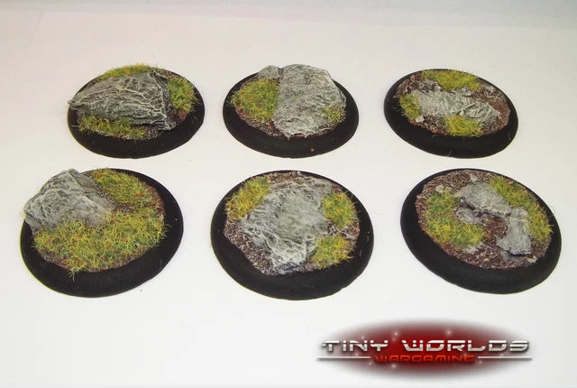 40mm Round Lipped Rock / Slate Scenic Resin Bases Warmachine Compatible Lip