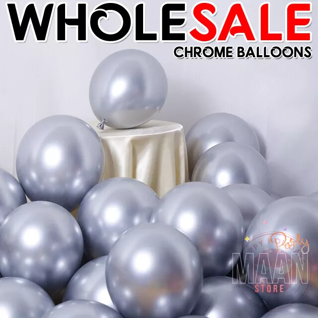 5" 10" 12" CHROME BALLOONS METALLIC LATEX PEARL Helium Baloons Birthday Party UK