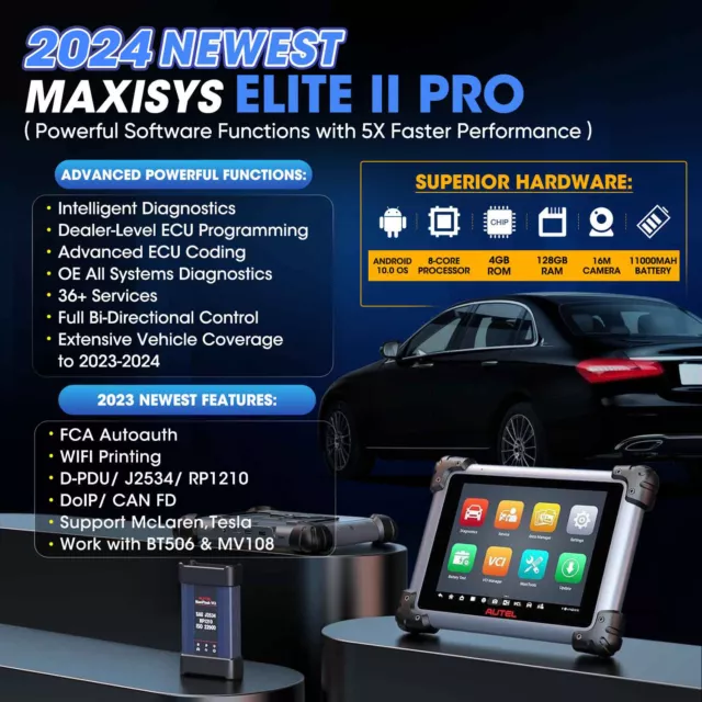 2024 Autel MaxiSys Elite II Pro ULTRA Scanner 2 Years Update & MV108S & PS100 2