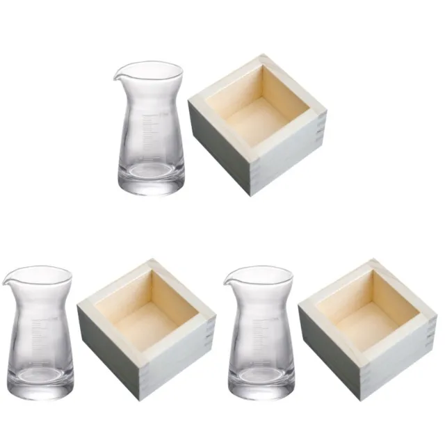 3 Sets Hot Wine Pot Japanese Tea Cups Sake Glass Wooden Box