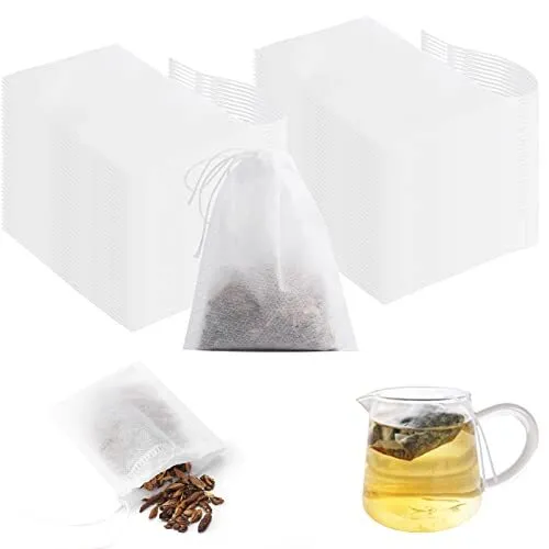 100 pièces Sachet à thé, sac filtre jetable pour infuseur à thé avec cordon  de guérison joint en tissu non tissé sac filtre à thé naturel, Mode en  ligne