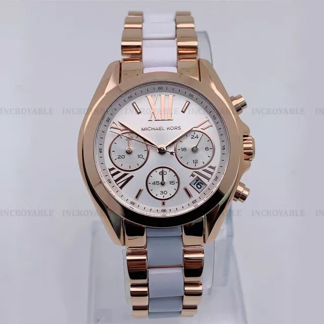 Neuf Michael Kors MK5907 Deux Tons Acier Inoxydable Chronographe Montre Femme