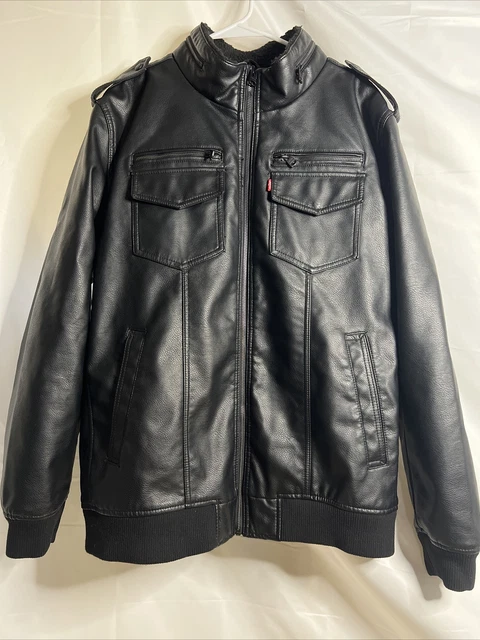 Levi’s Mens 2XL Faux Leather Bomber Jacket Sherpa Lined- Great Condition!