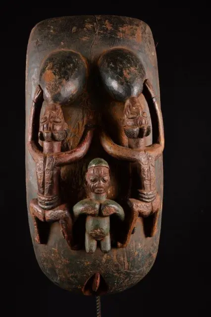 13610 African Authentic Yoruba Belly Mask Nigeria