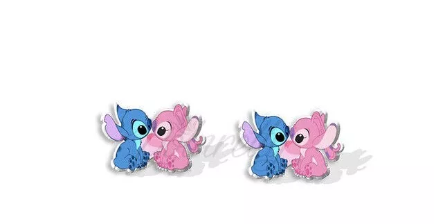 Disney's Stitch And Angel Nose Kissing  Really Cute Fantastic Earrings!