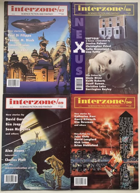 4 issues Interzone magazine - Science Fiction and Fantasy # 87 88 89 90 1994