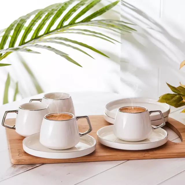KARACA Saturn Turkish Coffee Cups, Espresso Cups Set of 6 Includes 12 Pieces, 3
