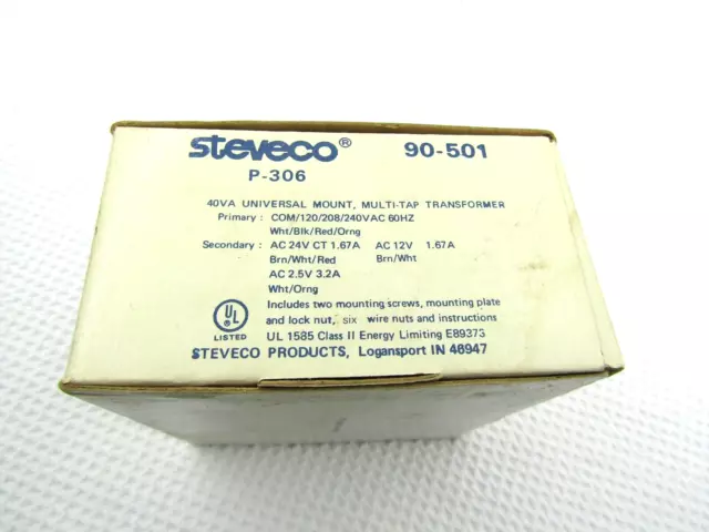 Steveco Transformer 40Va  90-501 P-306  Ac 24V