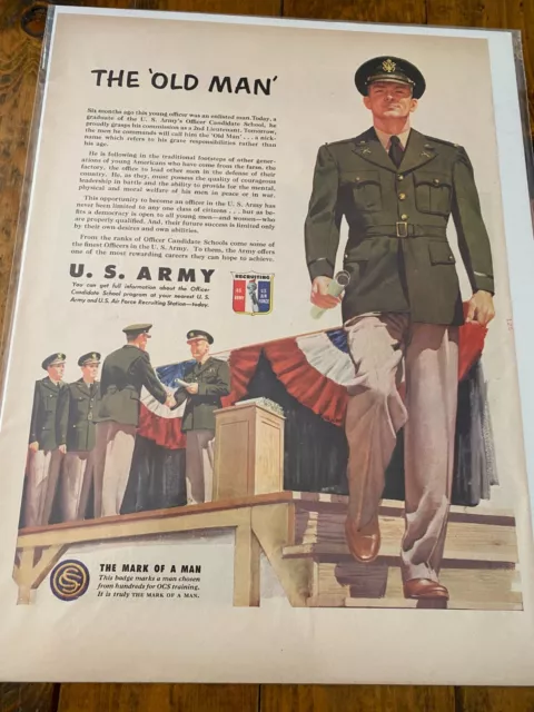 Vintage 1951 U.S. Army Soldier Graduating From Officer School Recruiting ad