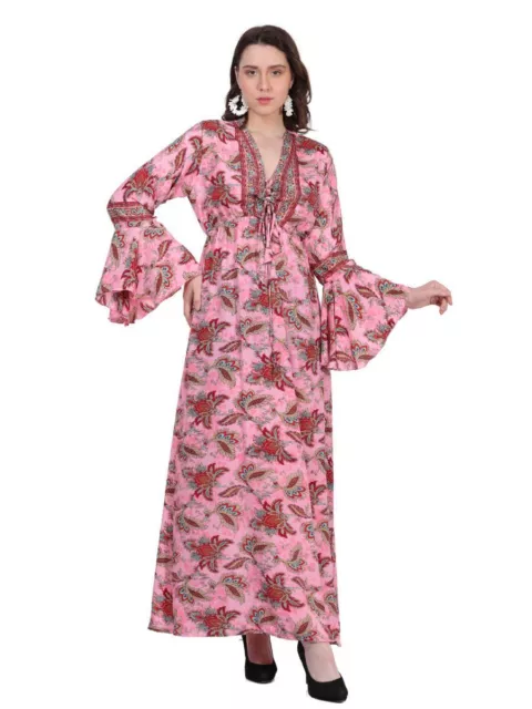 Robe longue smockée à fleurs pour femmes, avec manches, vente en gros, lot...