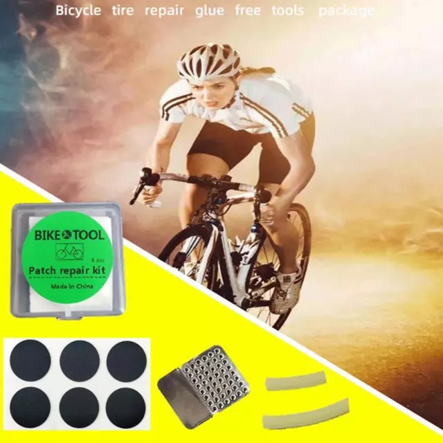 Bicycle Bike Tire Tyre Patch Piece Cycling Glue Free Puncture Repair Tools Kits