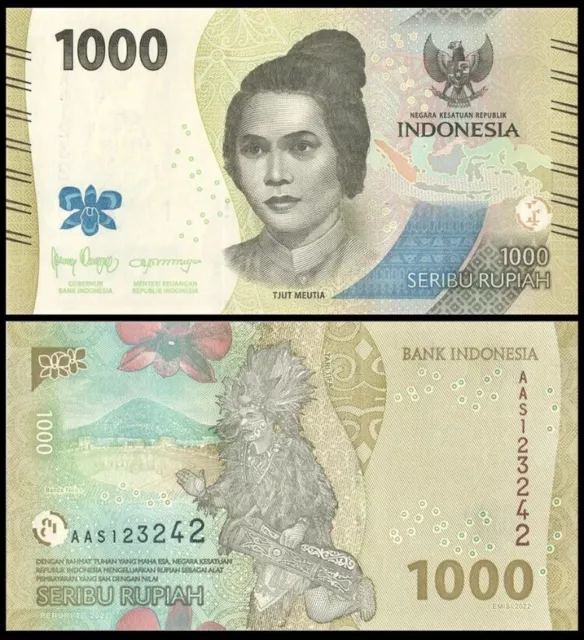 INDONESIA 1000 Rupiah, 2022, P-162, UNC World Currency