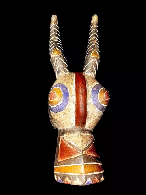 African Tribal Mask Wood Hand Carved Vintage Wood BOBO Gurunsi Antelope -6568