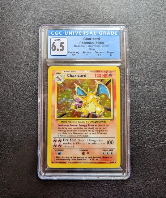 Charizard Base Set 4/102 Holo Unlimited Rare CGC 6.5. Not PSA Grade. Pokemon TCG