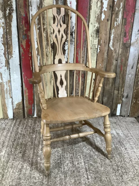 Solid Beech Grandad Carver Farmhouse Tall Dowel Fiddleback Chair