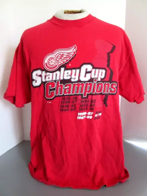 Vintage NHL (Delta) - Detroit Red Wings, Stanley Cup Champions Big Logo T- Shirt 2002 X-Large โ Vintage Club Clothing