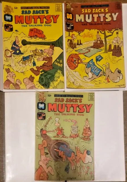 Harvey Hits Sad Sack Muttsy #108,111, 121 Lot Vintage Harvey Comics HTF KEYs